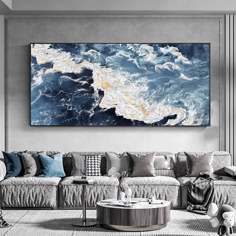 Abstract Oil Painting On Canvas Wall Art, 3D Texture, Seascape Painting, Modern Art, No Framed, Home Decoration For Living Room